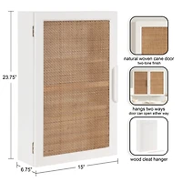 White and Natural Cane Ollie Wall Cabinet