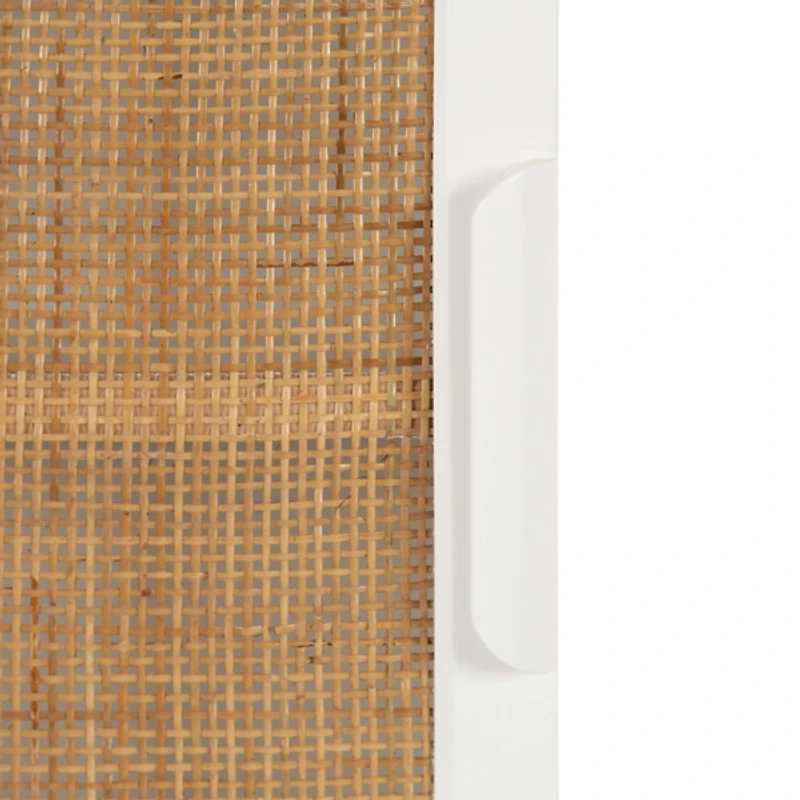 White and Natural Cane Ollie Wall Cabinet