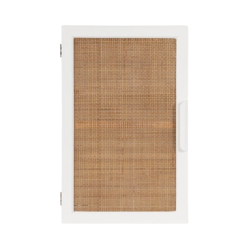 White and Natural Cane Ollie Wall Cabinet
