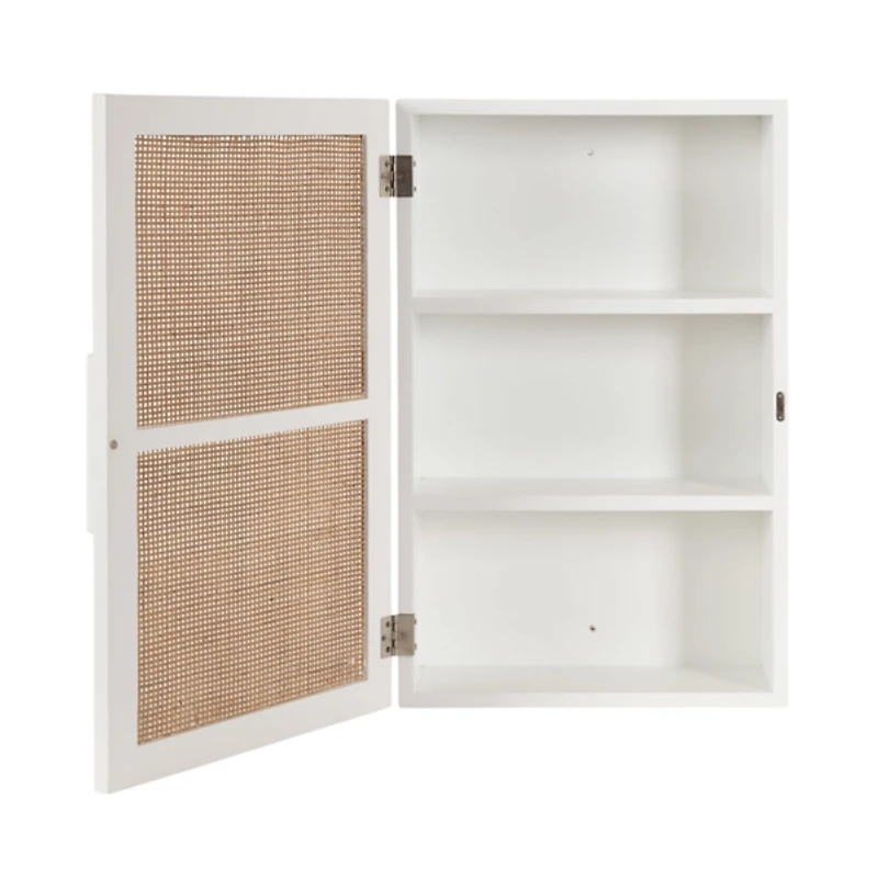 White and Natural Cane Ollie Wall Cabinet