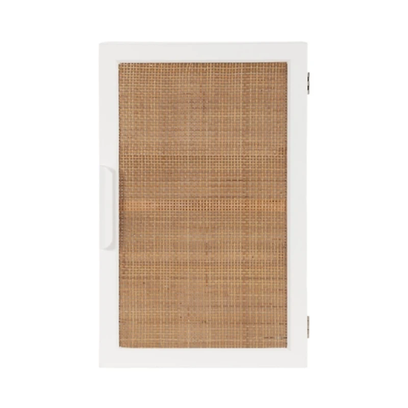 White and Natural Cane Ollie Wall Cabinet
