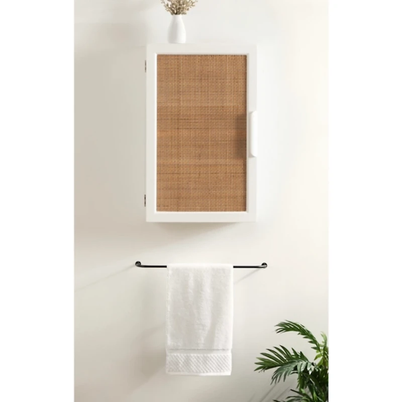 White and Natural Cane Ollie Wall Cabinet