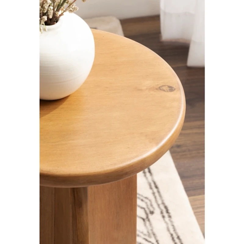 Natural Wood Round Sierra Accent Table