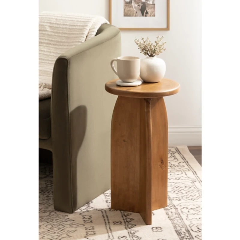 Natural Wood Round Sierra Accent Table