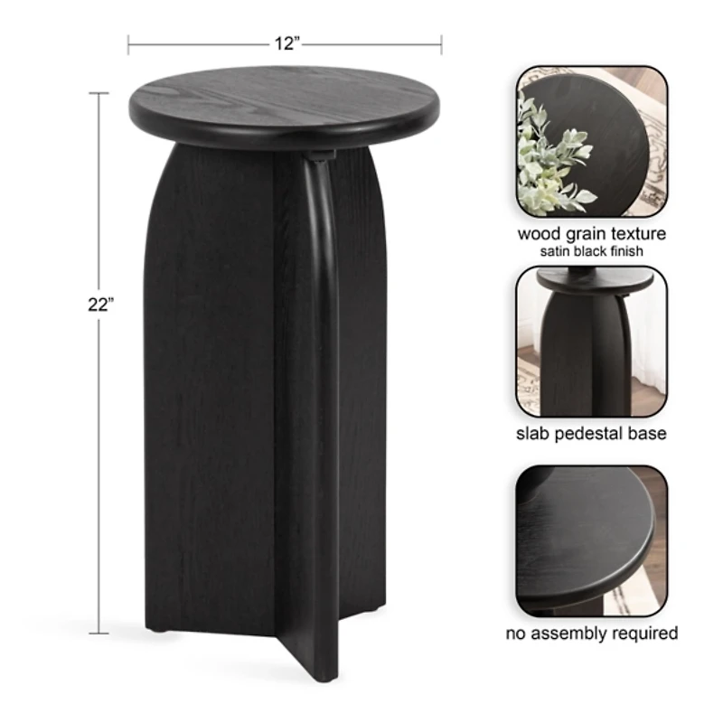 Black Wood Round Sierra Accent Table