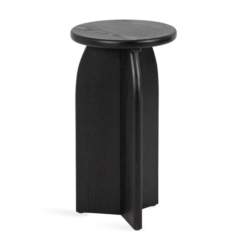 Black Wood Round Sierra Accent Table