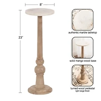 Natural Wood and Marble Wegner Accent Table