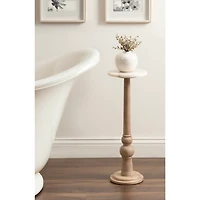 Natural Wood and Marble Wegner Accent Table