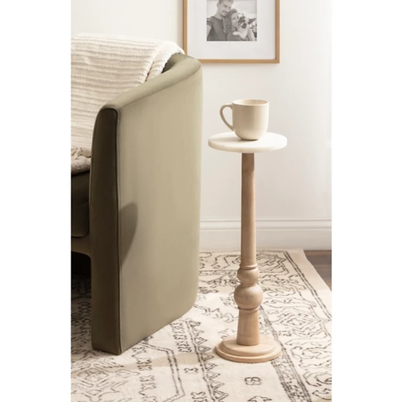 Natural Wood and Marble Wegner Accent Table