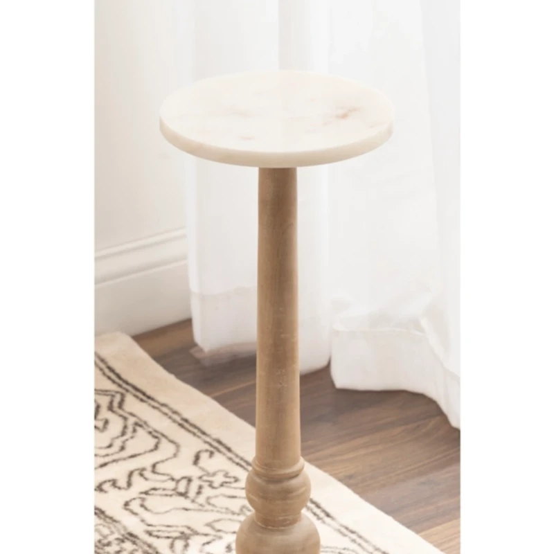 Natural Wood and Marble Wegner Accent Table