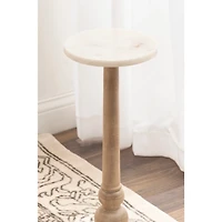 Natural Wood and Marble Wegner Accent Table