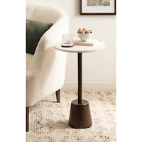 Marble & Brown Wood Tara Accent Table