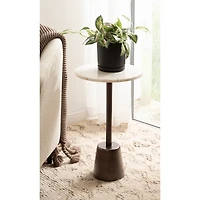 Marble & Brown Wood Tara Accent Table