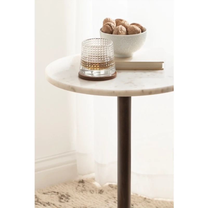 Marble & Brown Wood Tara Accent Table