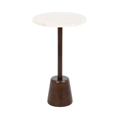 Marble & Brown Wood Tara Accent Table