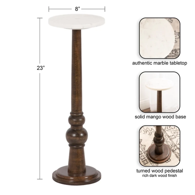 Dark Wood and Marble Wegner Accent Table