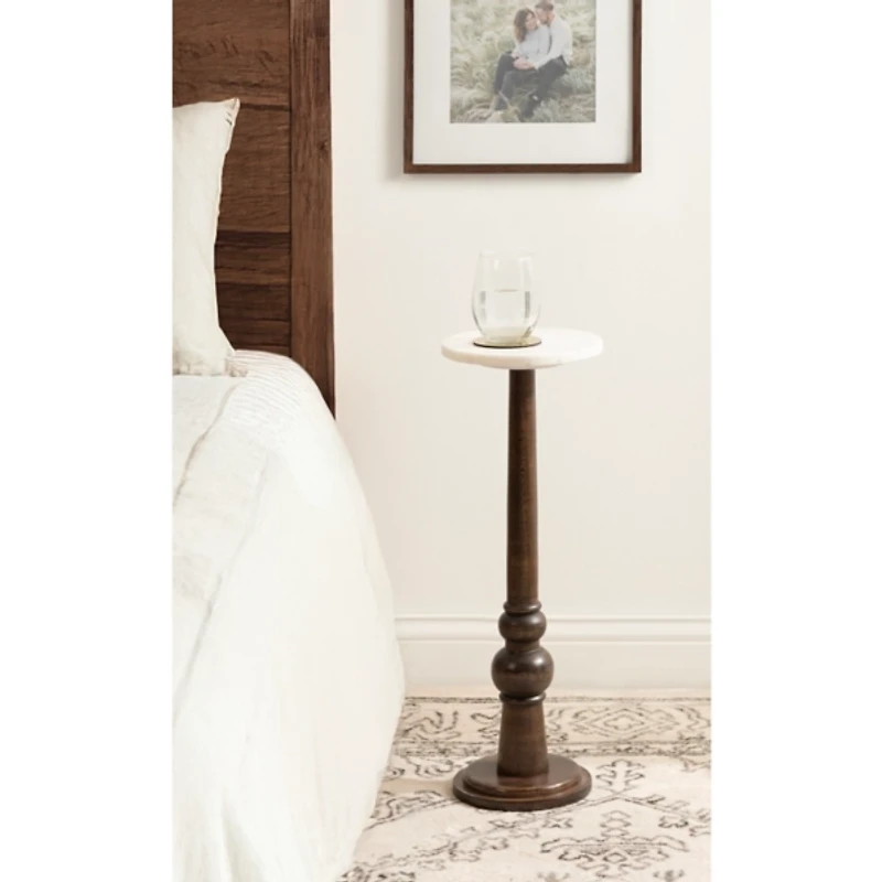 Dark Wood and Marble Wegner Accent Table