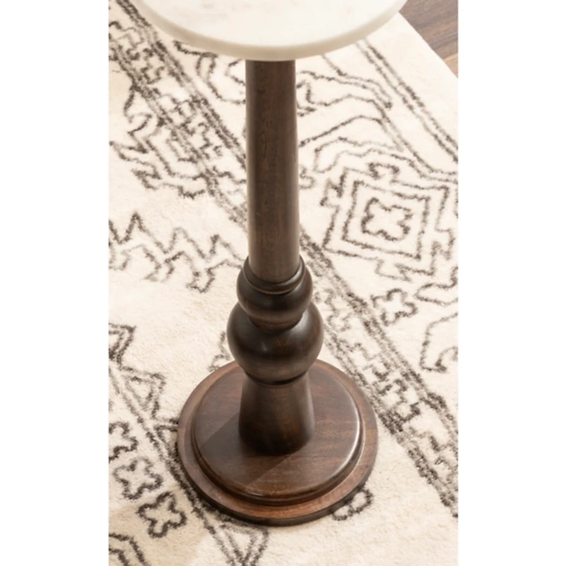 Dark Wood and Marble Wegner Accent Table
