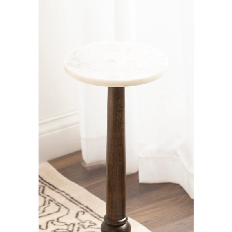 Dark Wood and Marble Wegner Accent Table