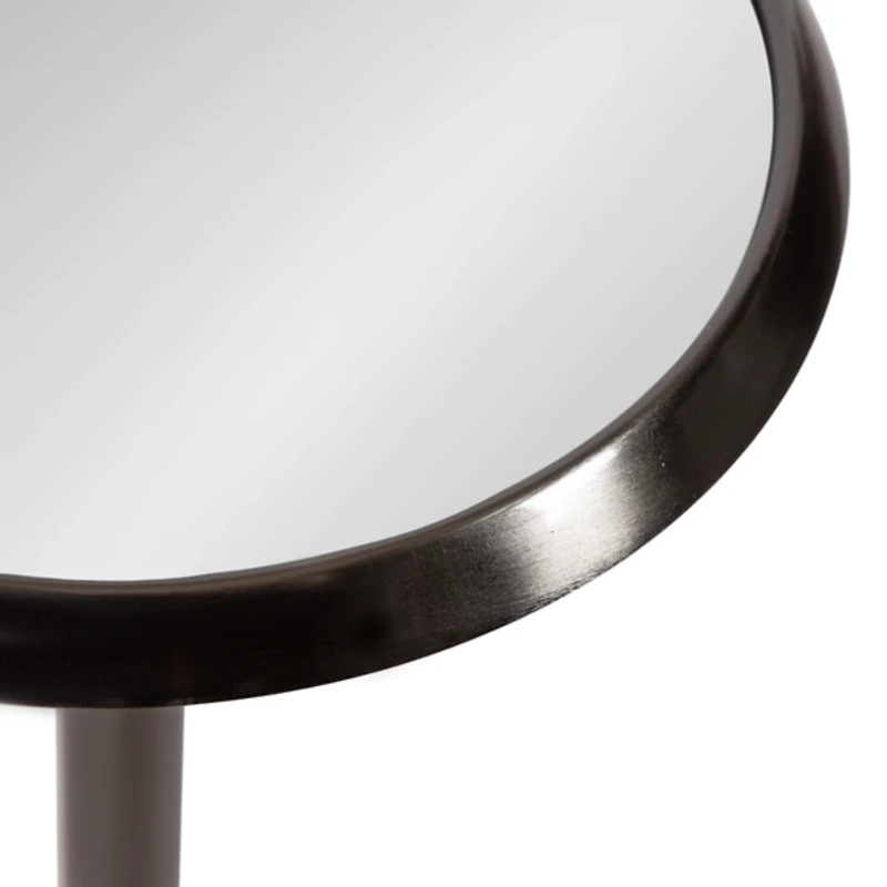 Pewter Metal Mirrored Sanzo Accent Table