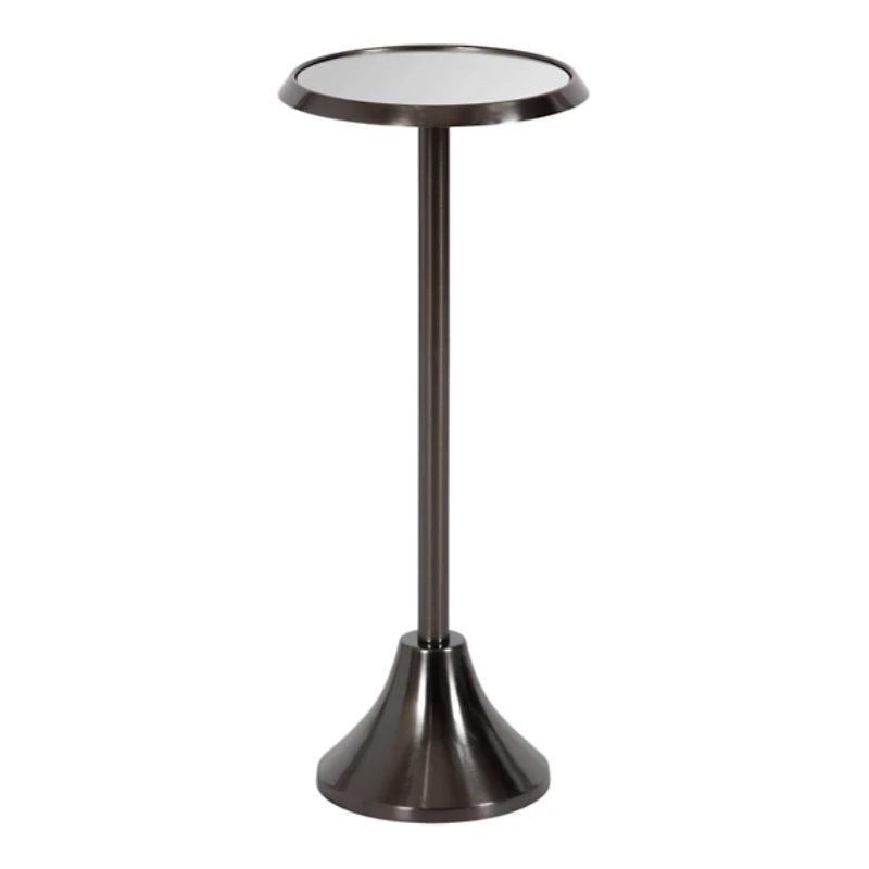 Pewter Metal Mirrored Sanzo Accent Table
