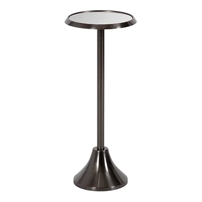 Pewter Metal Mirrored Sanzo Accent Table