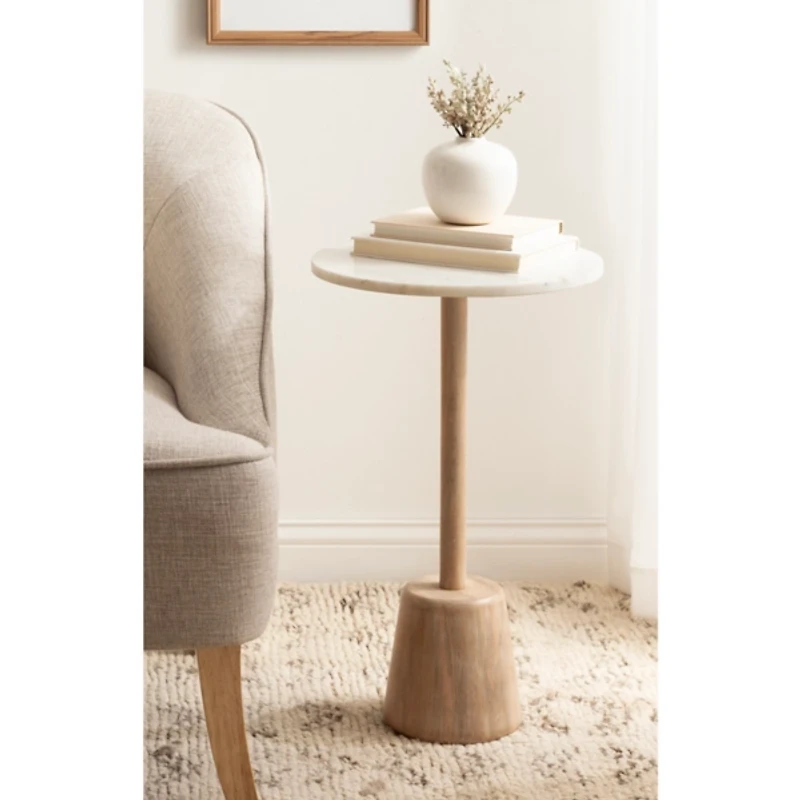 Marble & Natural Wood Tara Accent Table