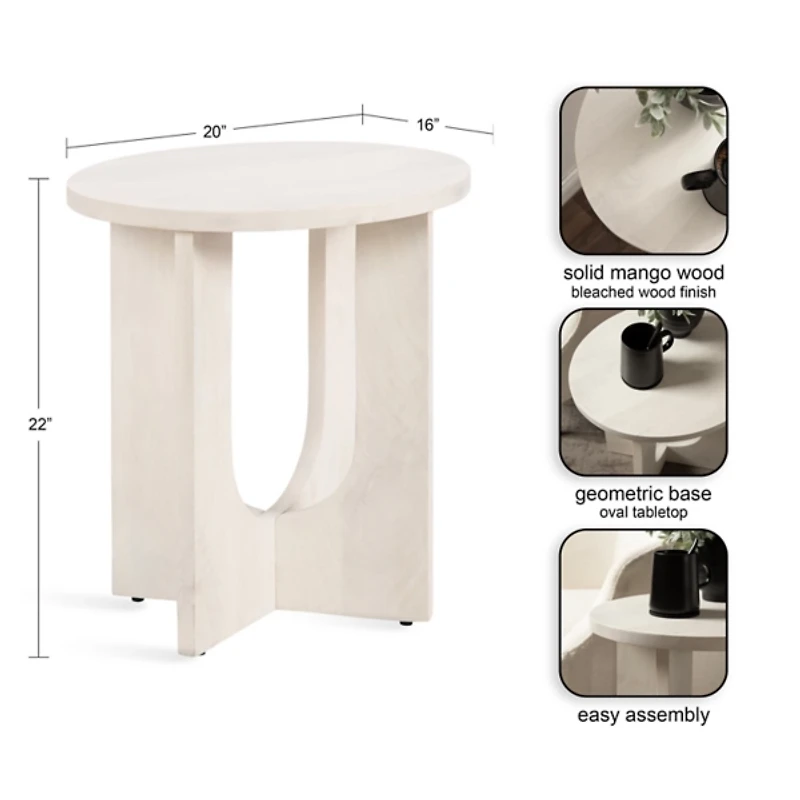 White Wood Sureda Oval Accent Table