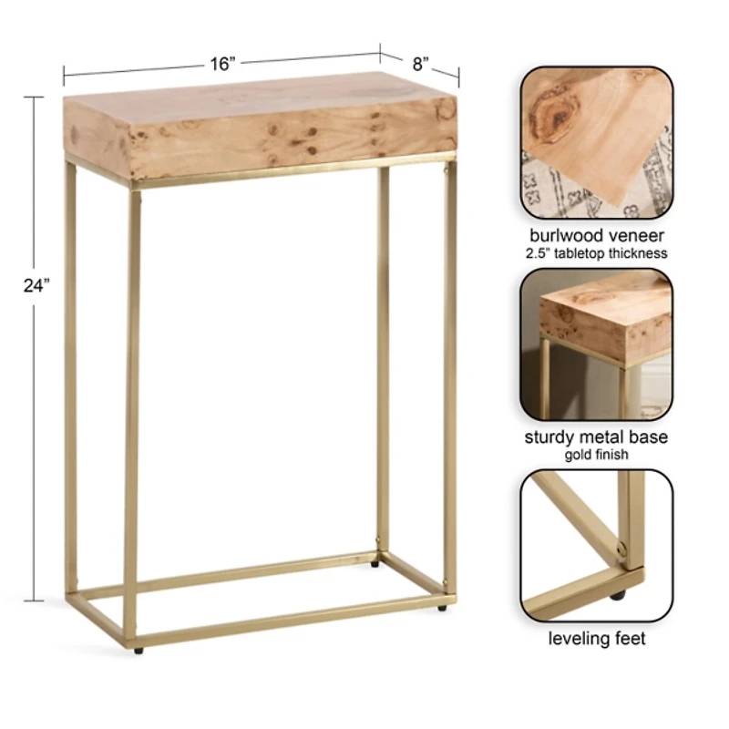 Burlwood & Gold Metal Karlsen Accent Table