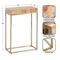 Burlwood & Gold Metal Karlsen Accent Table