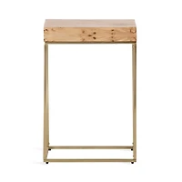 Burlwood & Gold Metal Karlsen Accent Table