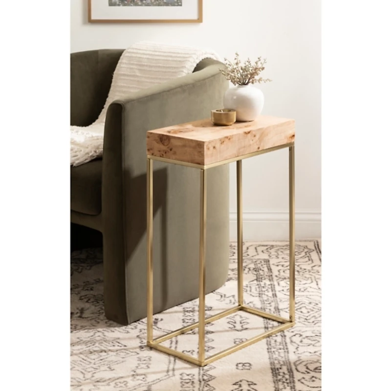 Burlwood & Gold Metal Karlsen Accent Table