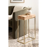 Burlwood & Gold Metal Karlsen Accent Table