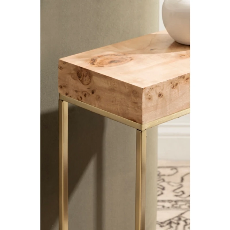 Burlwood & Gold Metal Karlsen Accent Table