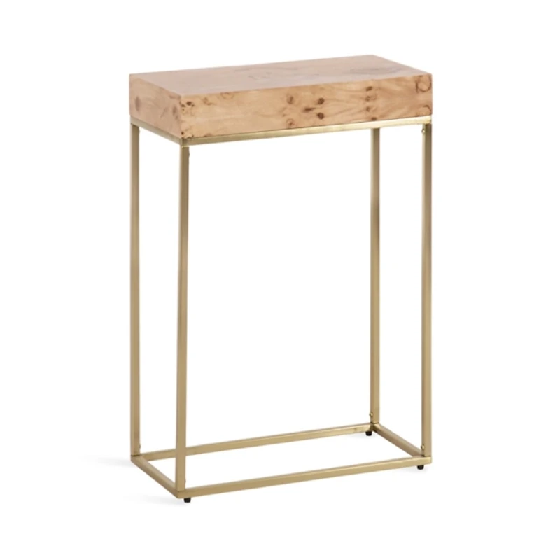 Burlwood & Gold Metal Karlsen Accent Table