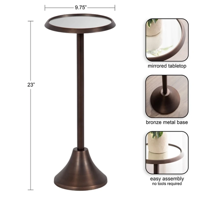 Bronze Metal Mirrored Sanzo Accent Table