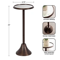 Bronze Metal Mirrored Sanzo Accent Table