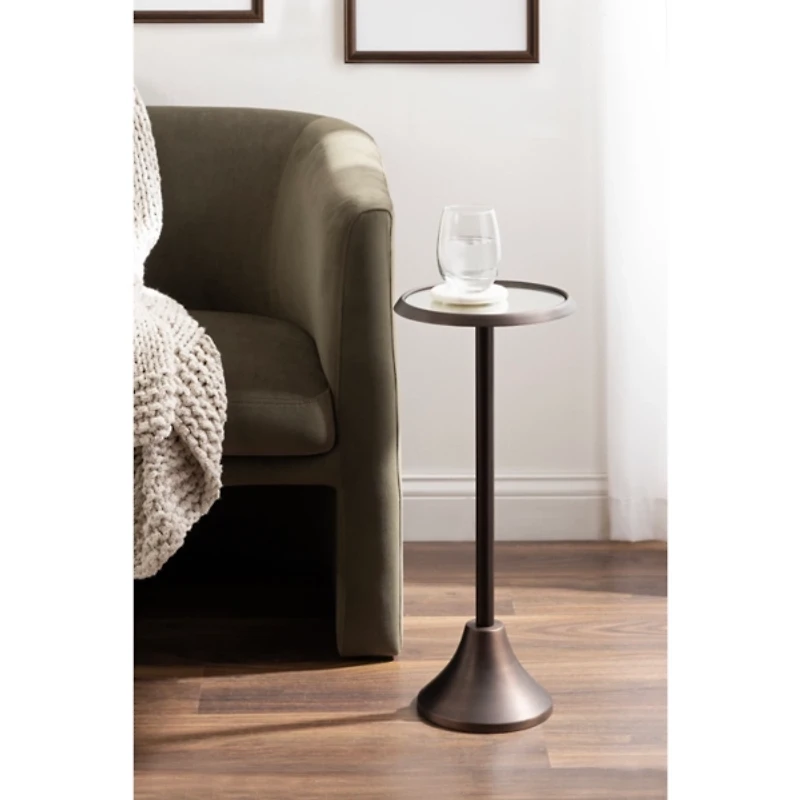 Bronze Metal Mirrored Sanzo Accent Table