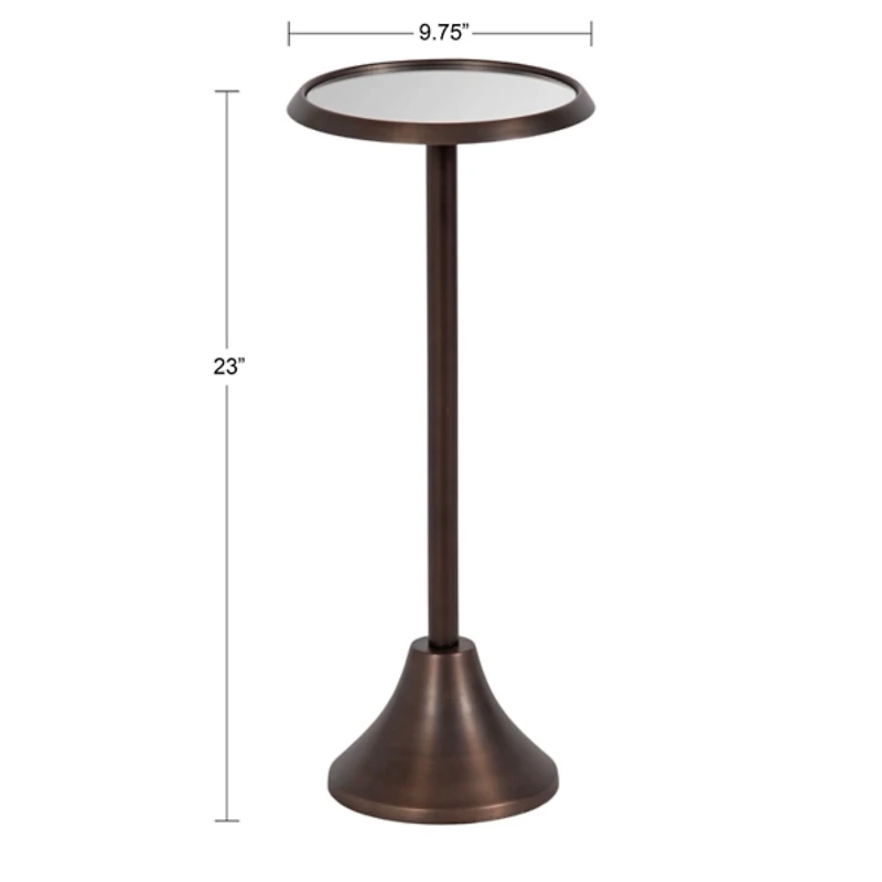 Bronze Metal Mirrored Sanzo Accent Table