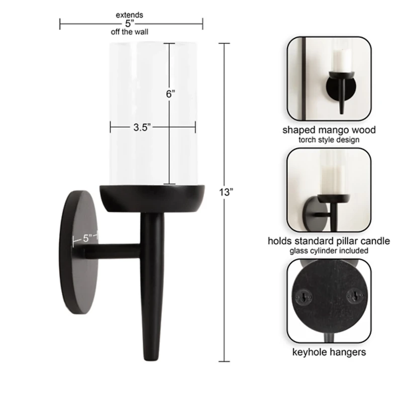 Black Wood Shay Wall Sconce