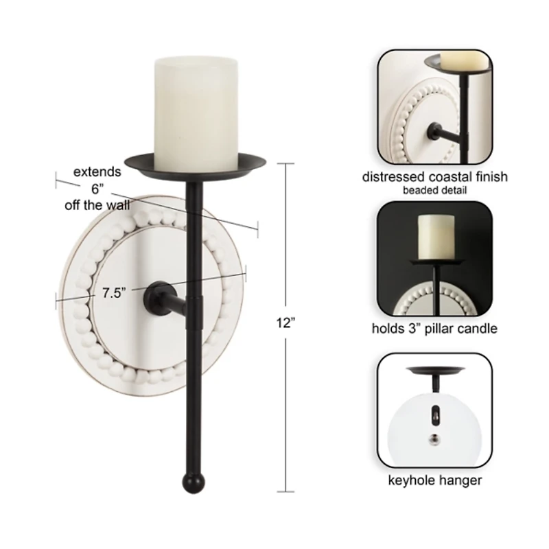 Beaded Wood Letta Wall Sconce