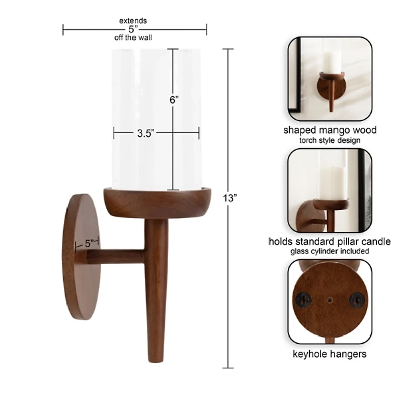 Walnut Brown Wood Shay Wall Sconce