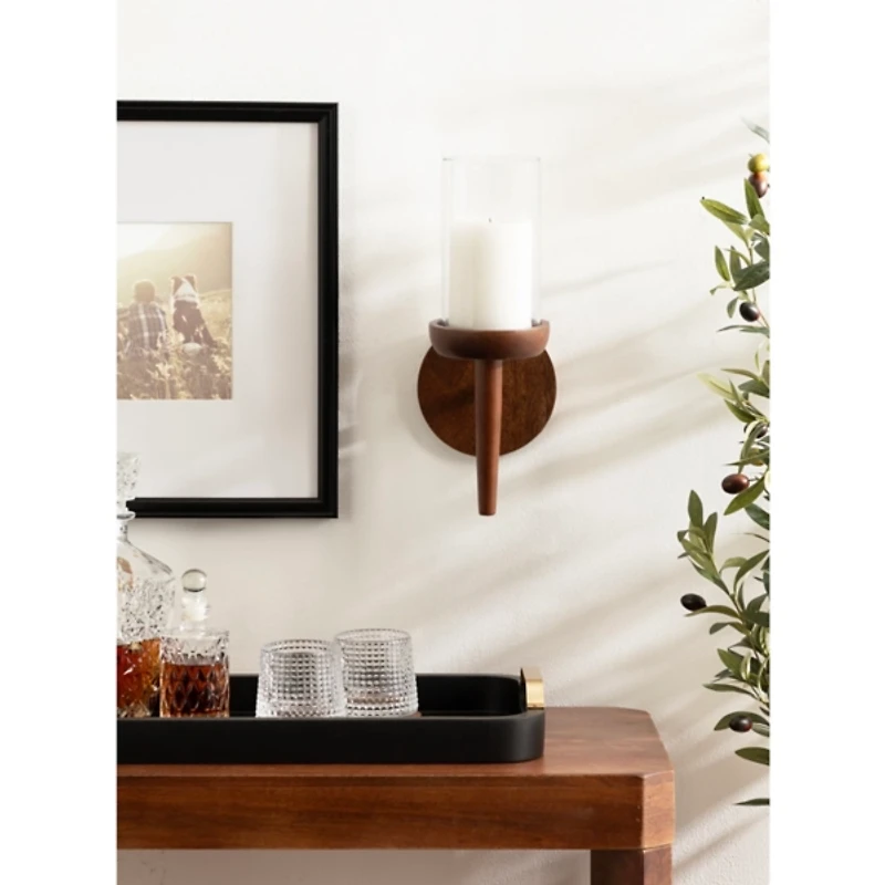 Walnut Brown Wood Shay Wall Sconce