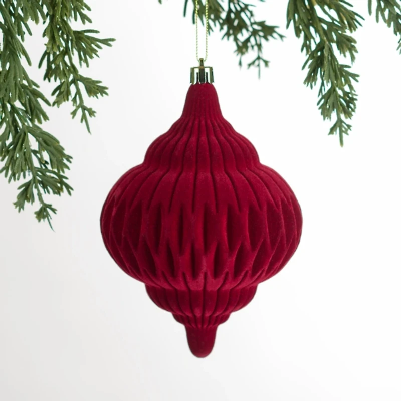 Merlot Velvet Finial Ornament, 4 in.