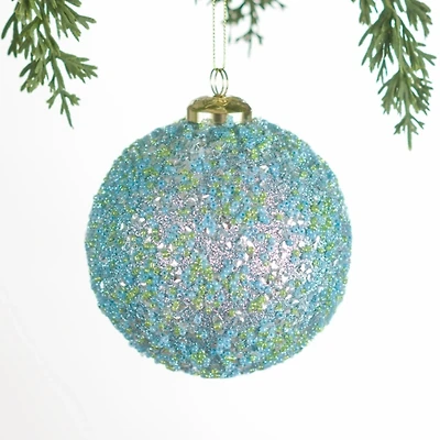 Blue and Green Glitter Christmas Ornament, 4 in.