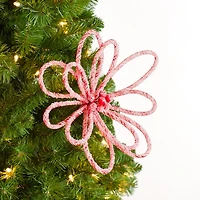 Sugared Red Loop Flower Christmas Tree Pick