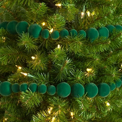 Green Velvet Ball Christmas Garland