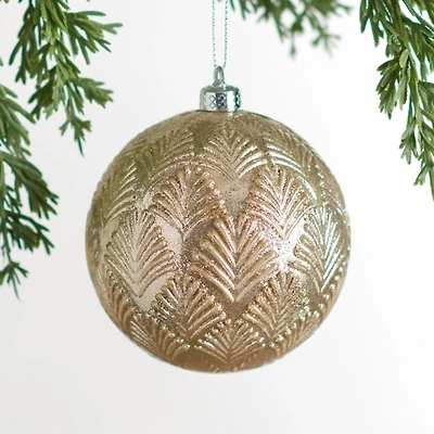 Round Champagne Leaf Ornament, 4 in.