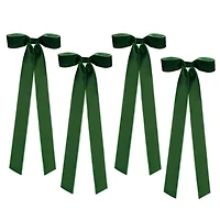 Green Ribbon Bow Ornaments, Set of 4