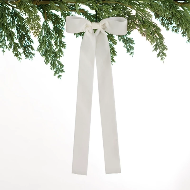 Cream Ribbon Bow Ornaments, Set of 4